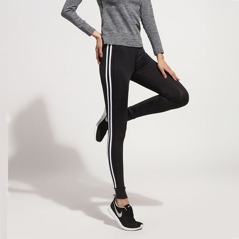 Womens Fitness Striped Slim Athleisure Leggings