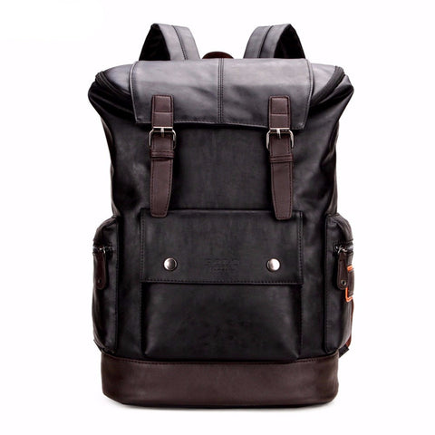 Patchwork Large Capacity Leather Backpack